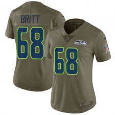 Women's Nike Seattle Seahawks #68 Justin Britt Limited Olive 2017 Salute to Service NFL Jersey