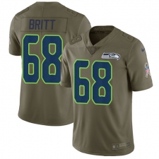 Youth Nike Seattle Seahawks #68 Justin Britt Limited Olive 2017 Salute to Service NFL Jersey