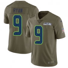 Men's Nike Seattle Seahawks #9 Jon Ryan Limited Olive 2017 Salute to Service NFL Jersey