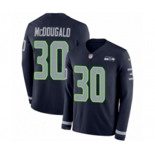 Men's Nike Seattle Seahawks #30 Bradley McDougald Limited Navy Blue Therma Long Sleeve NFL Jersey