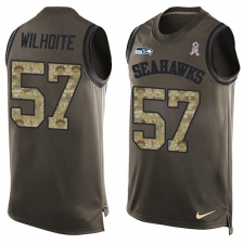 Men's Nike Seattle Seahawks #57 Michael Wilhoite Limited Green Salute to Service Tank Top NFL Jersey