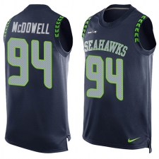Men's Nike Seattle Seahawks #94 Malik McDowell Limited Steel Blue Player Name & Number Tank Top NFL Jersey