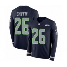 Men's Nike Seattle Seahawks #26 Shaquill Griffin Limited Navy Blue Therma Long Sleeve NFL Jersey