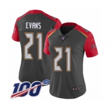 Women's Tampa Bay Buccaneers #21 Justin Evans Limited Gray Inverted Legend 100th Season Football Jersey