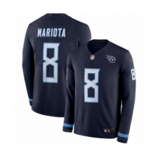Men's Nike Tennessee Titans #8 Marcus Mariota Limited Navy Blue Therma Long Sleeve NFL Jersey