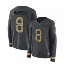 Women's Nike Tennessee Titans #8 Marcus Mariota Limited Black Salute to Service Therma Long Sleeve NFL Jersey