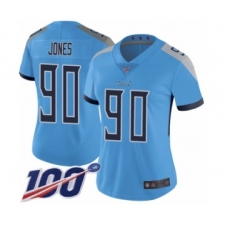 Women's Tennessee Titans #90 DaQuan Jones Light Blue Alternate Vapor Untouchable Limited Player 100th Season Football Jersey
