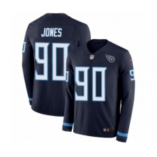 Youth Nike Tennessee Titans #90 DaQuan Jones Limited Navy Blue Therma Long Sleeve NFL Jersey
