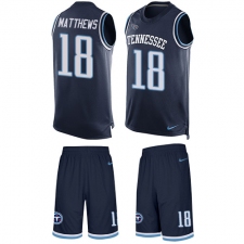 Men's Nike Tennessee Titans #18 Rishard Matthews Limited Navy Blue Tank Top Suit NFL Jersey