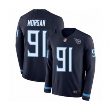 Men's Nike Tennessee Titans #91 Derrick Morgan Limited Navy Blue Therma Long Sleeve NFL Jersey