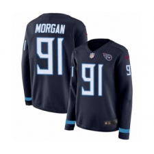 Women's Nike Tennessee Titans #91 Derrick Morgan Limited Navy Blue Therma Long Sleeve NFL Jersey
