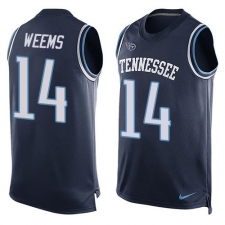 Men's Nike Tennessee Titans #14 Eric Weems Limited Navy Blue Player Name & Number Tank Top Tank Top NFL Jersey