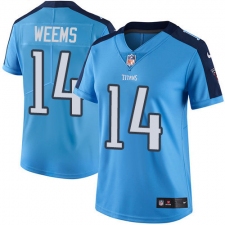 Women's Nike Tennessee Titans #14 Eric Weems Limited Light Blue Rush Vapor Untouchable NFL Jersey