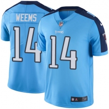 Youth Nike Tennessee Titans #14 Eric Weems Elite Light Blue Team Color NFL Jersey
