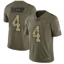Men's Nike Tennessee Titans #4 Ryan Succop Limited Olive/Camo 2017 Salute to Service NFL Jersey