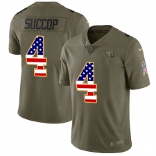 Men's Nike Tennessee Titans #4 Ryan Succop Limited Olive/USA Flag 2017 Salute to Service NFL Jersey