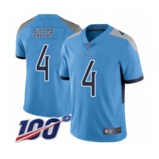 Men's Tennessee Titans #4 Ryan Succop Light Blue Alternate Vapor Untouchable Limited Player 100th Season Football Jersey