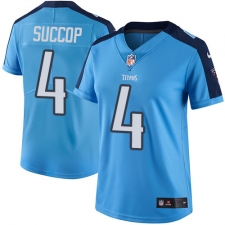 Women's Nike Tennessee Titans #4 Ryan Succop Elite Light Blue Team Color NFL Jersey