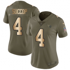 Women's Nike Tennessee Titans #4 Ryan Succop Limited Olive/Gold 2017 Salute to Service NFL Jersey