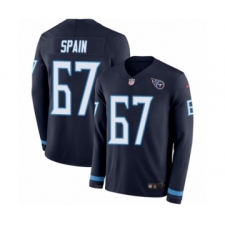 Men's Nike Tennessee Titans #67 Quinton Spain Limited Navy Blue Therma Long Sleeve NFL Jersey