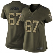 Women's Nike Tennessee Titans #67 Quinton Spain Elite Green Salute to Service NFL Jersey