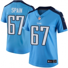 Women's Nike Tennessee Titans #67 Quinton Spain Elite Light Blue Team Color NFL Jersey