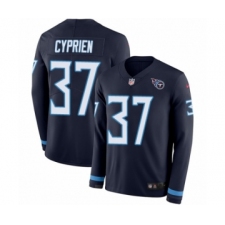 Men's Nike Tennessee Titans #37 Johnathan Cyprien Limited Navy Blue Therma Long Sleeve NFL Jersey