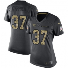 Women's Nike Tennessee Titans #37 Johnathan Cyprien Limited Black 2016 Salute to Service NFL Jersey