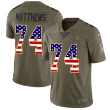 Youth Nike Tennessee Titans #74 Bruce Matthews Limited Olive/USA Flag 2017 Salute to Service NFL Jersey