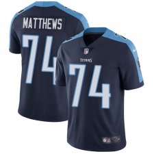Youth Nike Tennessee Titans #74 Bruce Matthews Navy Blue Alternate Vapor Untouchable Limited Player NFL Jersey