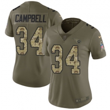 Women's Nike Tennessee Titans #34 Earl Campbell Limited Olive/Camo 2017 Salute to Service NFL Jersey