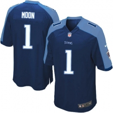 Men's Nike Tennessee Titans #1 Warren Moon Game Navy Blue Alternate NFL Jersey