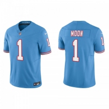 Men's Nike Tennessee Titans #1 Warren Moon Light Blue 2023 F.U.S.E. Vapor Limited Throwback Stitched Football Jersey