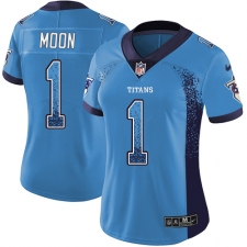 Women's Nike Tennessee Titans #1 Warren Moon Limited Blue Rush Drift Fashion NFL Jersey