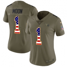 Women's Nike Tennessee Titans #1 Warren Moon Limited Olive/USA Flag 2017 Salute to Service NFL Jersey