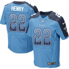 Men's Nike Tennessee Titans #22 Derrick Henry Elite Light Blue Home Drift Fashion NFL Jersey