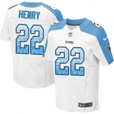 Men's Nike Tennessee Titans #22 Derrick Henry Elite White Road Drift Fashion NFL Jersey