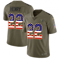 Men's Nike Tennessee Titans #22 Derrick Henry Limited Olive/USA Flag 2017 Salute to Service NFL Jersey