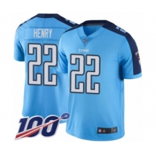 Youth Tennessee Titans #22 Derrick Henry Limited Light Blue Rush Vapor Untouchable 100th Season Football Jersey