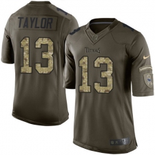 Men's Nike Tennessee Titans #13 Taywan Taylor Elite Green Salute to Service NFL Jersey