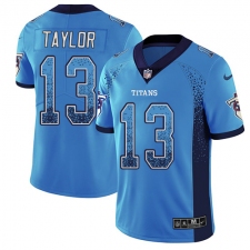 Men's Nike Tennessee Titans #13 Taywan Taylor Limited Blue Rush Drift Fashion NFL Jersey