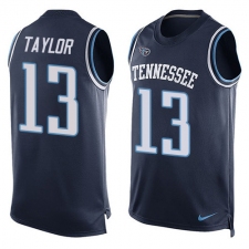 Men's Nike Tennessee Titans #13 Taywan Taylor Limited Navy Blue Player Name & Number Tank Top Tank Top NFL Jersey