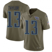 Men's Nike Tennessee Titans #13 Taywan Taylor Limited Olive 2017 Salute to Service NFL Jersey