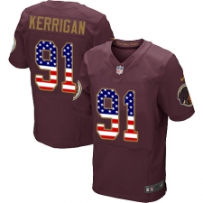 Men's Nike Washington Redskins #91 Ryan Kerrigan Elite Burgundy Red Alternate USA Flag Fashion NFL Jersey