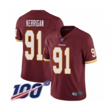 Men's Washington Redskins #91 Ryan Kerrigan Burgundy Red Team Color Vapor Untouchable Limited Player 100th Season Football Jersey