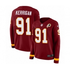 Women's Nike Washington Redskins #91 Ryan Kerrigan Limited Burgundy Therma Long Sleeve NFL Jersey