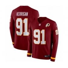 Youth Nike Washington Redskins #91 Ryan Kerrigan Limited Burgundy Therma Long Sleeve NFL Jersey