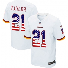 Men's Nike Washington Redskins #21 Sean Taylor Elite White Road USA Flag Fashion NFL Jersey