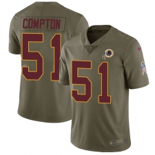 Men's Nike Washington Redskins #51 Will Compton Limited Olive 2017 Salute to Service NFL Jersey