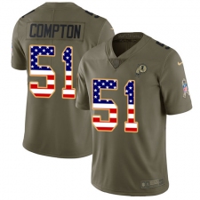 Men's Nike Washington Redskins #51 Will Compton Limited Olive/USA Flag 2017 Salute to Service NFL Jersey